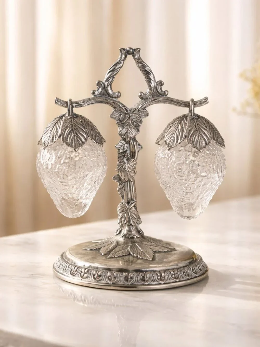 Vintage Table Glass and Silver Plated Decorative Dining Item for the Dining Room